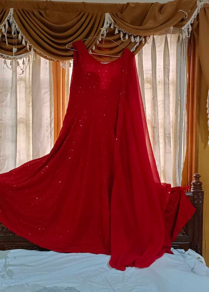 Red Sequin Ethnic Gown