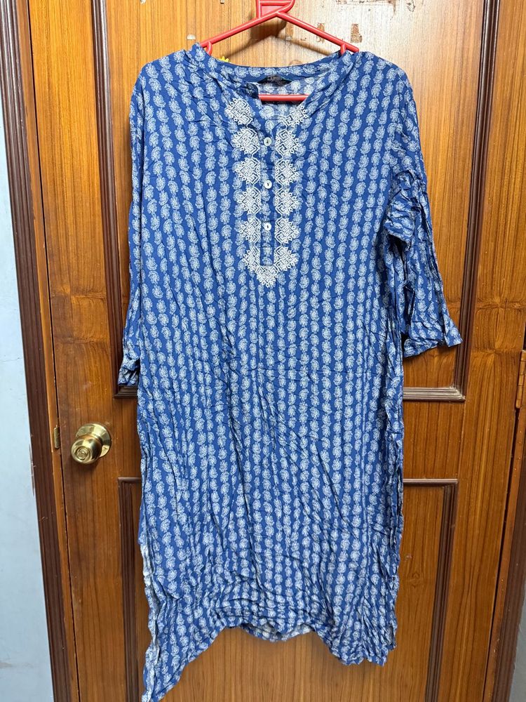 Blue Printed Tunic Top | Plus size with freebie