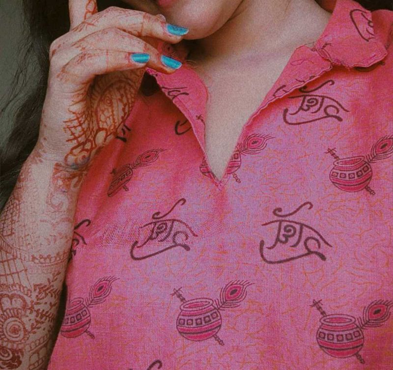Pink Kurti with Indian Design