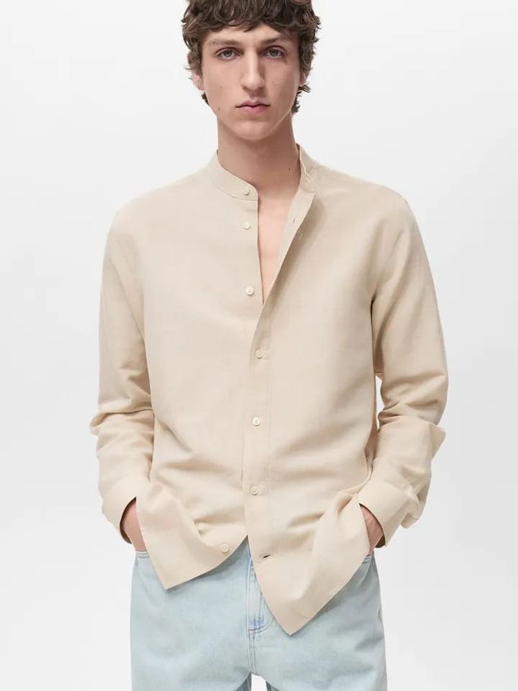 Mango man Casual Beige Shirt