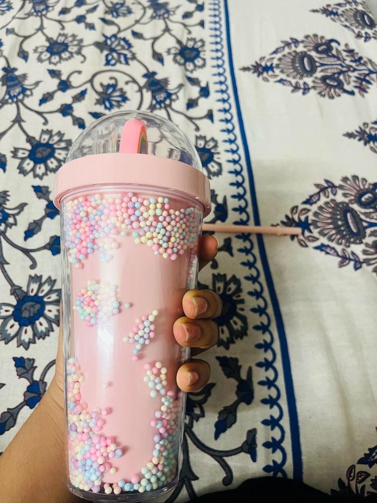 Miniso Cute Sipper Pink With Straw