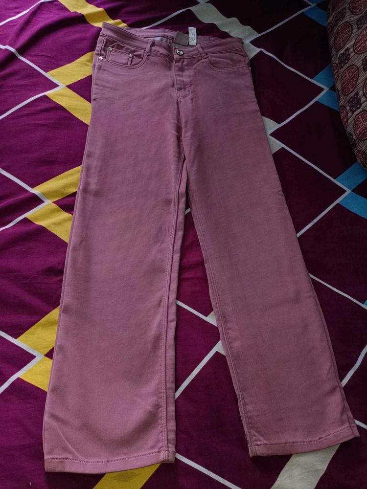 Dusty Rose Wide Leg Jeans