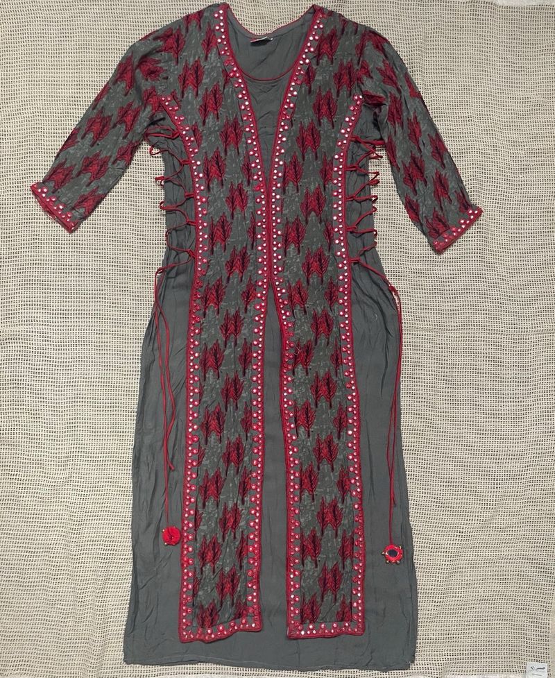 Olive Kurta with Embellishments