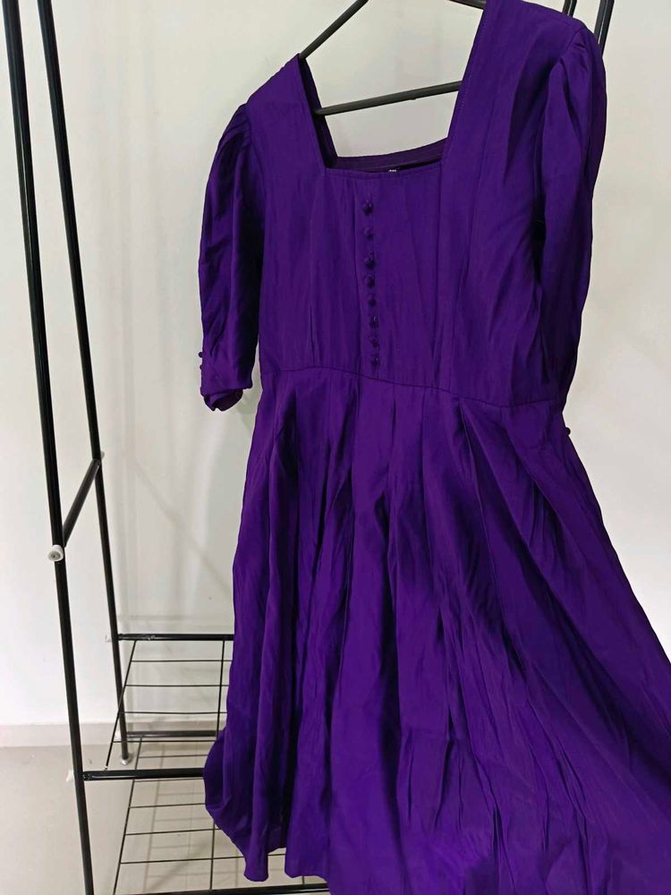 Purple Puff Sleeve Kurta set With Duppttaa