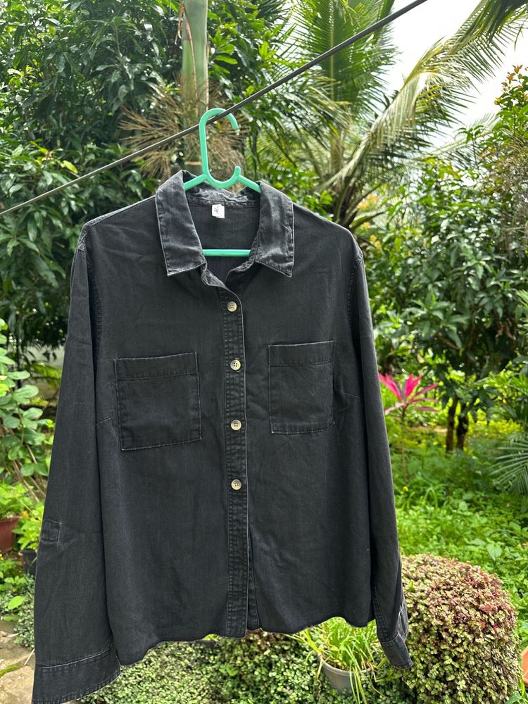 Black Oversized Denim Shirt