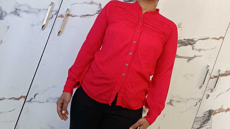 Red Button-Down Shirt