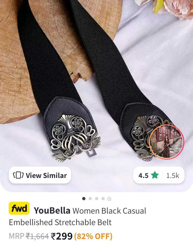 Branded Black Embellished Belt