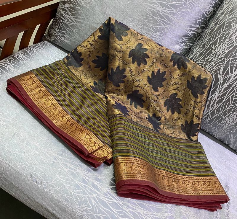 Green And Gold Saree