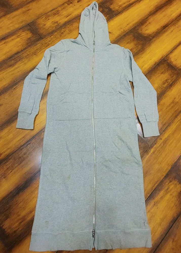 Grey Full Zip Hoodie Dress