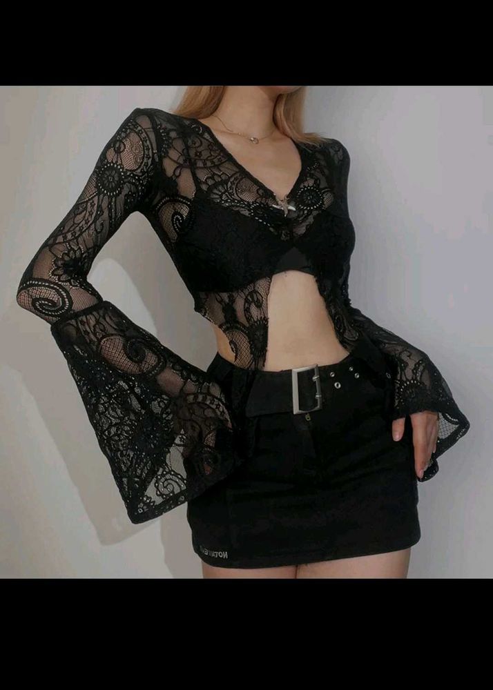 Bell Sleeve Gothic Lace Top