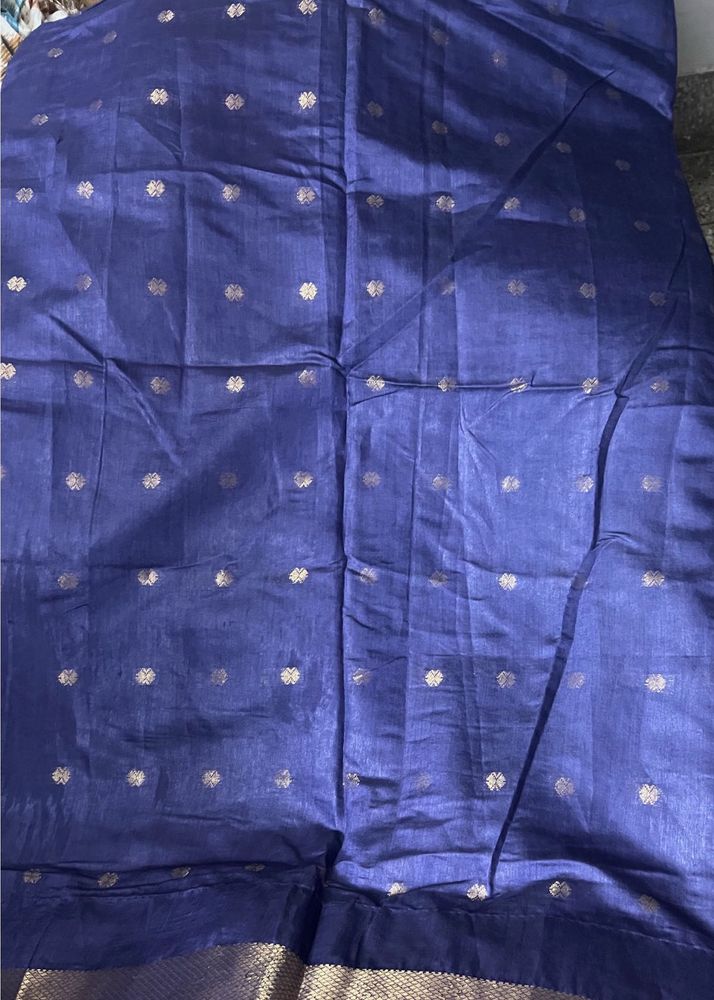 Navy Blue Silk Blend Saree