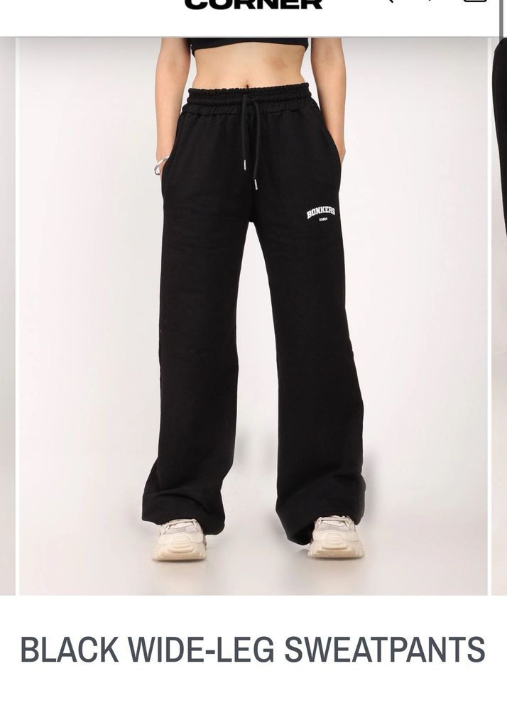Bonkers Corner Black Wide Leg Joggers