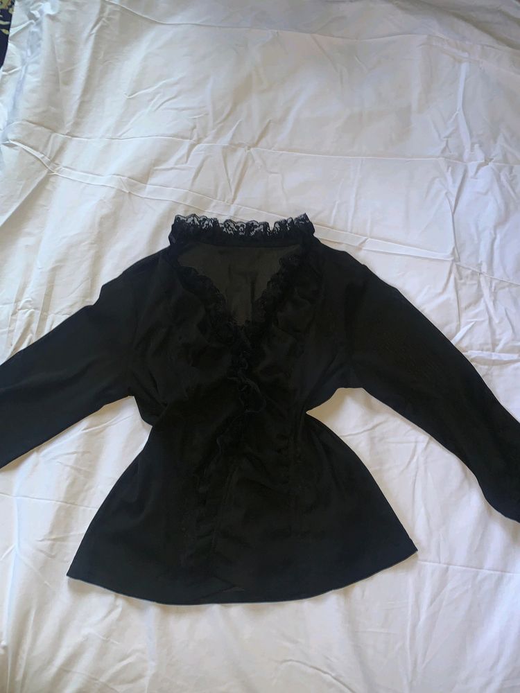 See Through Black Stylish Long Sleeves