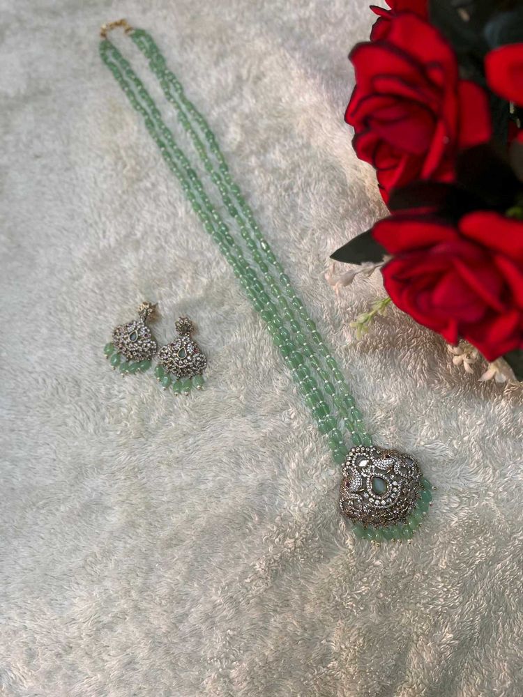 Mint Beaded Necklace Set