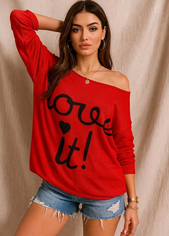 🎀 Imported Red &#39;Love It!&#39; Top A