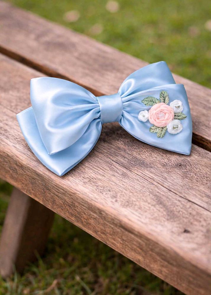 Floral Embroidered Hair Bow pack of 1