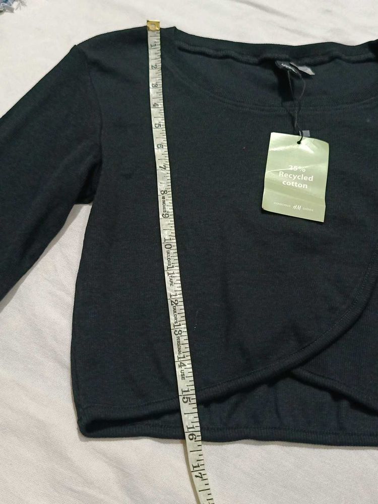 H&amp;M Black Wrap Top