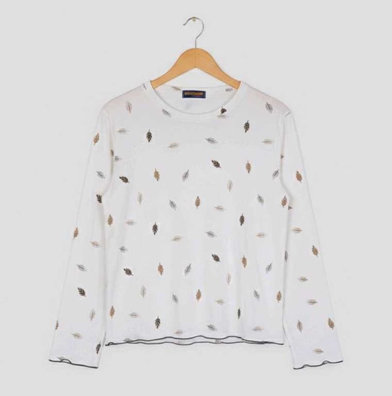 Autumn Leaf Print Long Sleeve Top