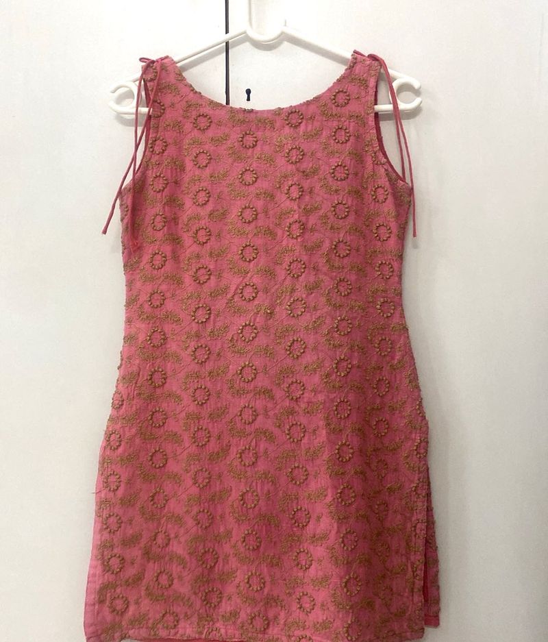 Cute Peach Chicken Kari Kurti 😍