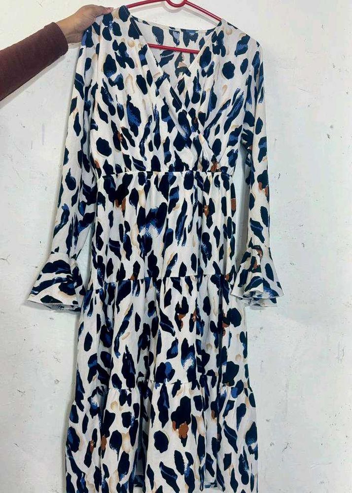 Leopard Print Tiered Midi Dress