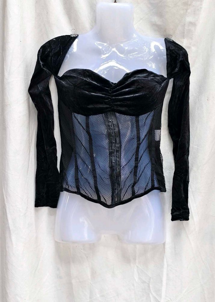 I. Black Velvet Corset Top