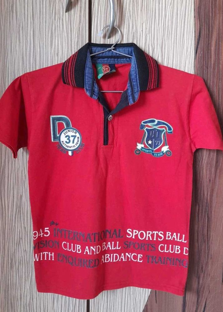 Boys Red Fancy Tshirt