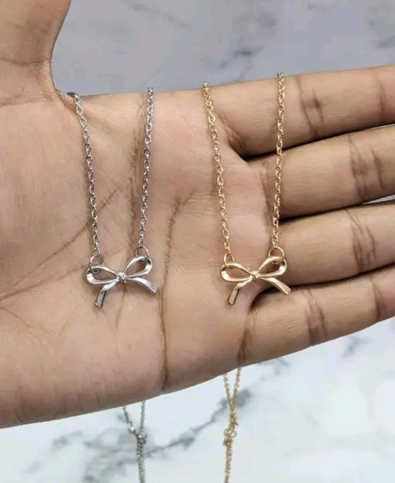 Combo Of 2 Coquette Aesthetic Bow Necklace 🎀