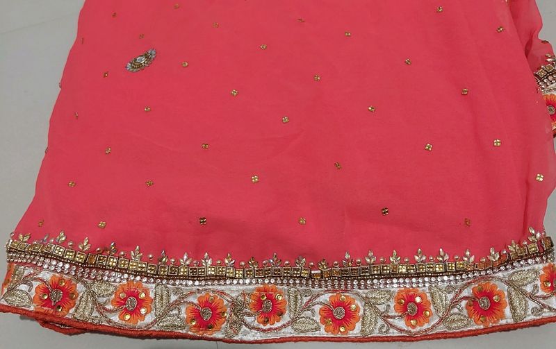 Saree With Stone Work &amp; Beautiful Lays