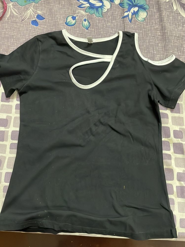 Girl Tops Combo Of Two Black And Baby Pink One T-s