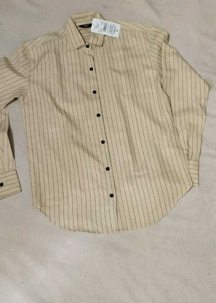 oversized women's Striped Button-Down Shirt