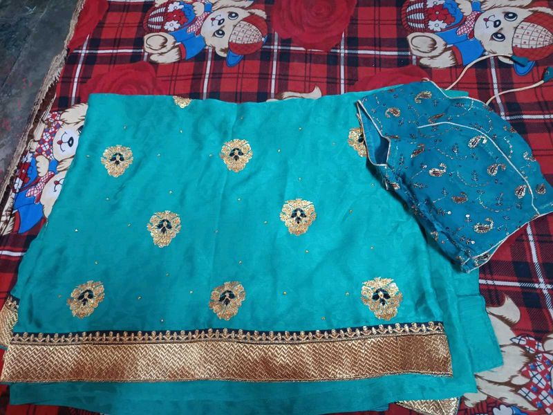 Elegant Party Heavy Work Saree Ready Made Blouse