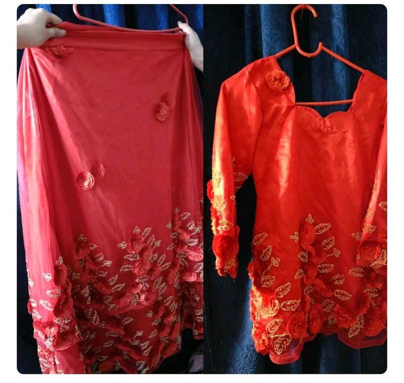 Elegant Red Embroidered Salwar Suit