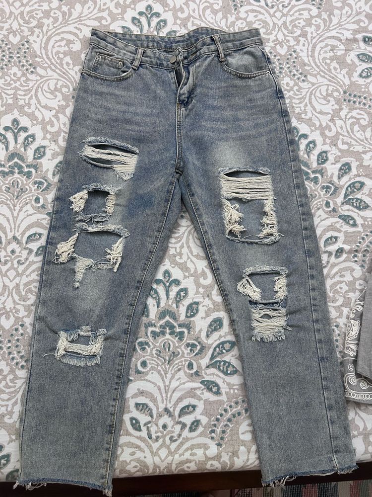 Ribbed Straight Fit Jeans
