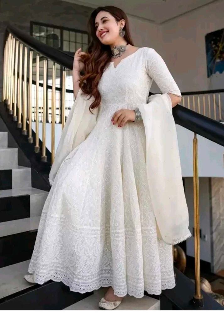 White Chikankari Embroidered Kurta Set