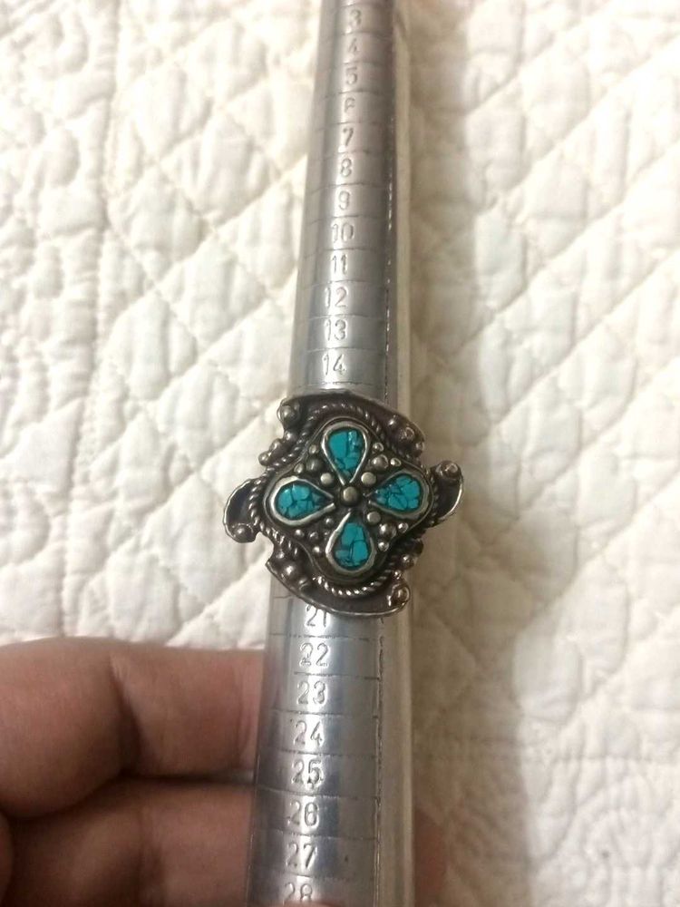 Vintage Turquoise  TibetanFlower Ring