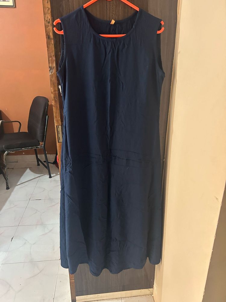 Navy Sleeveless Dress Kurta