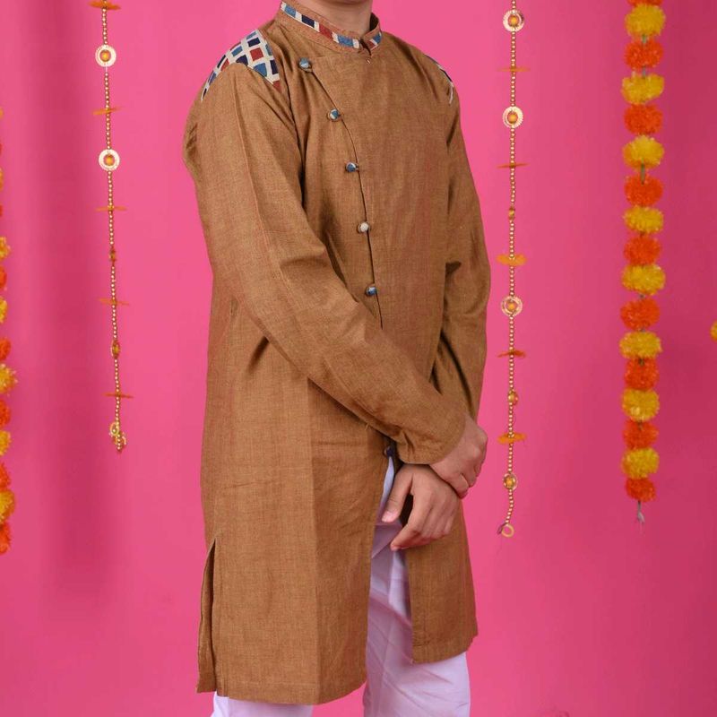 Brown Colour Cotton Short Kutra For Traditional