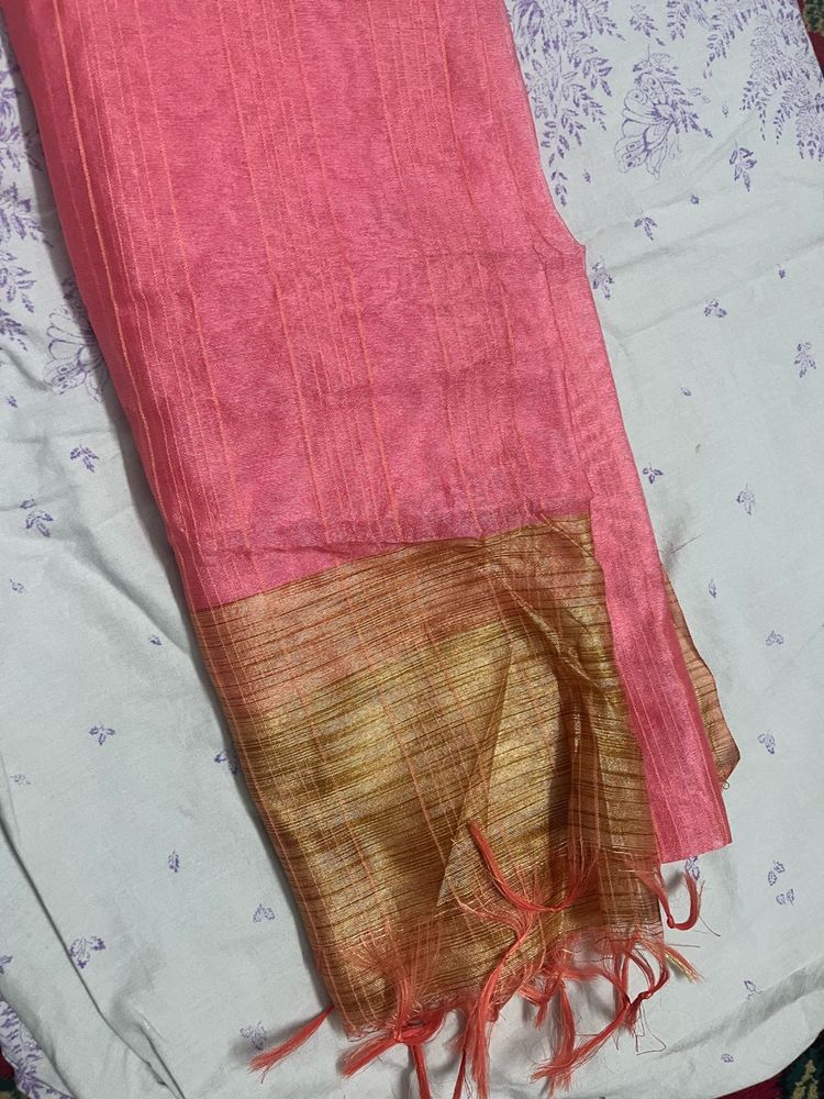 Elegant Pink &amp; Gold Dupatta🩷💛