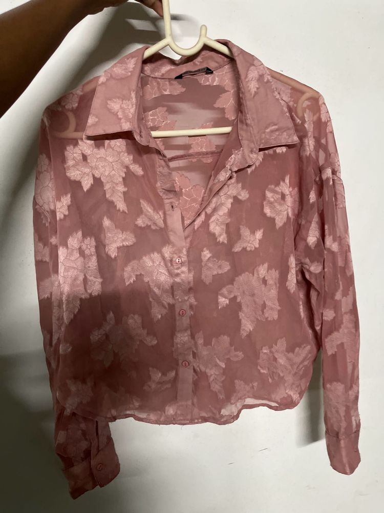 Floral Sheer Button-Up Top