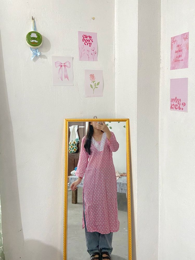 Pink Printed Kurta
