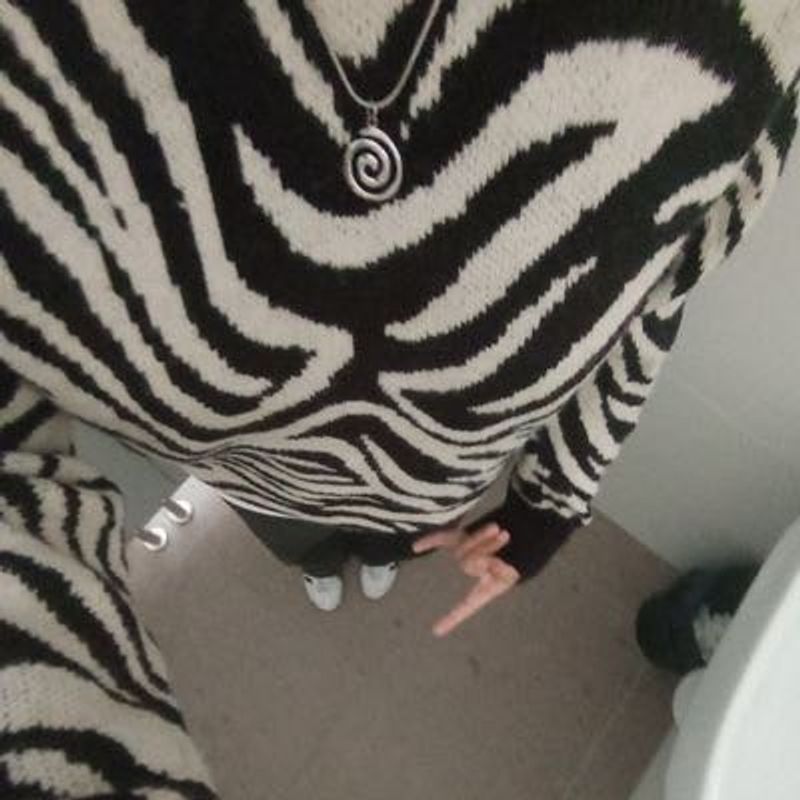 Y2k Zebra Print Long Sleeve Top