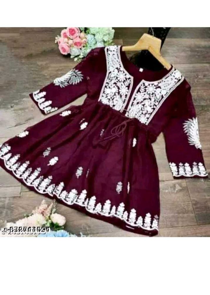 Maroon Embroidered Ethnic Dress