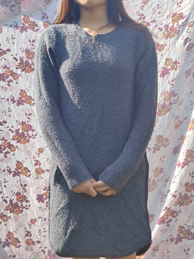 Gray Knit Sweater Dress