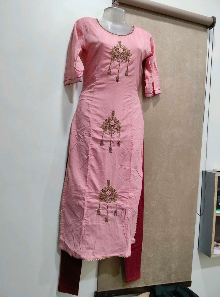 Elegant Pink Embroidered Kurti
