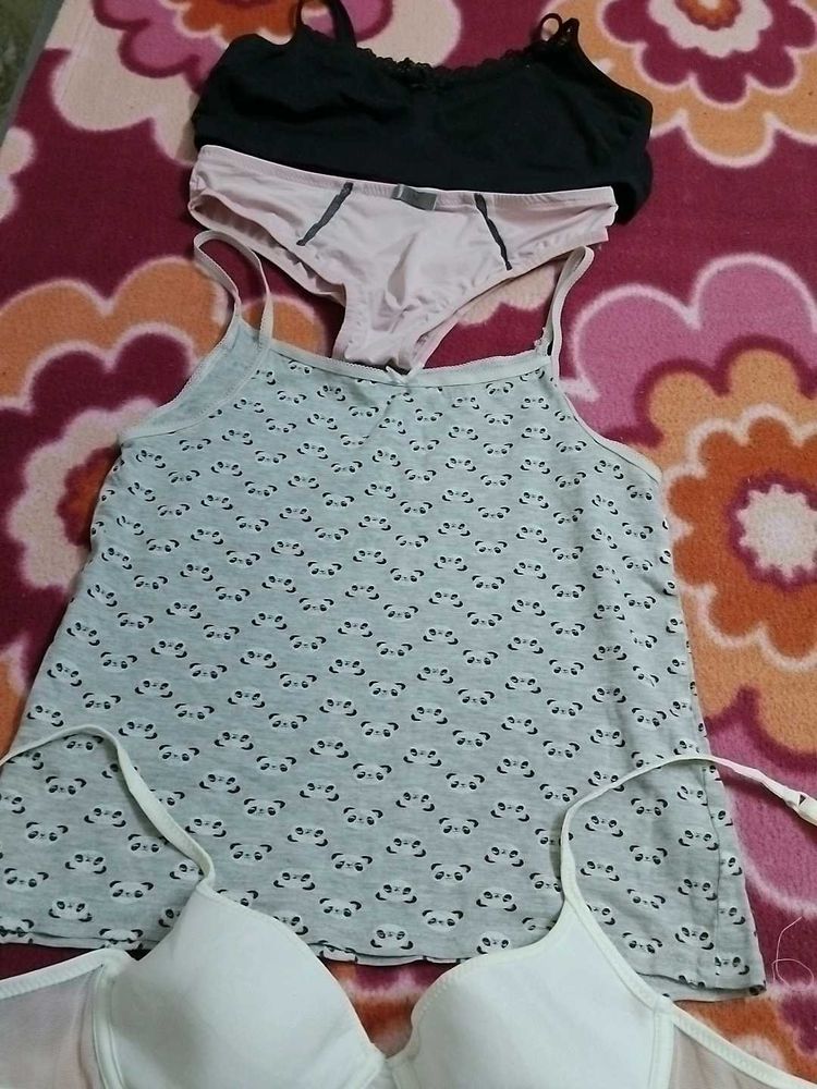 Combo Of P Four Imported Fabric Bra N Anty