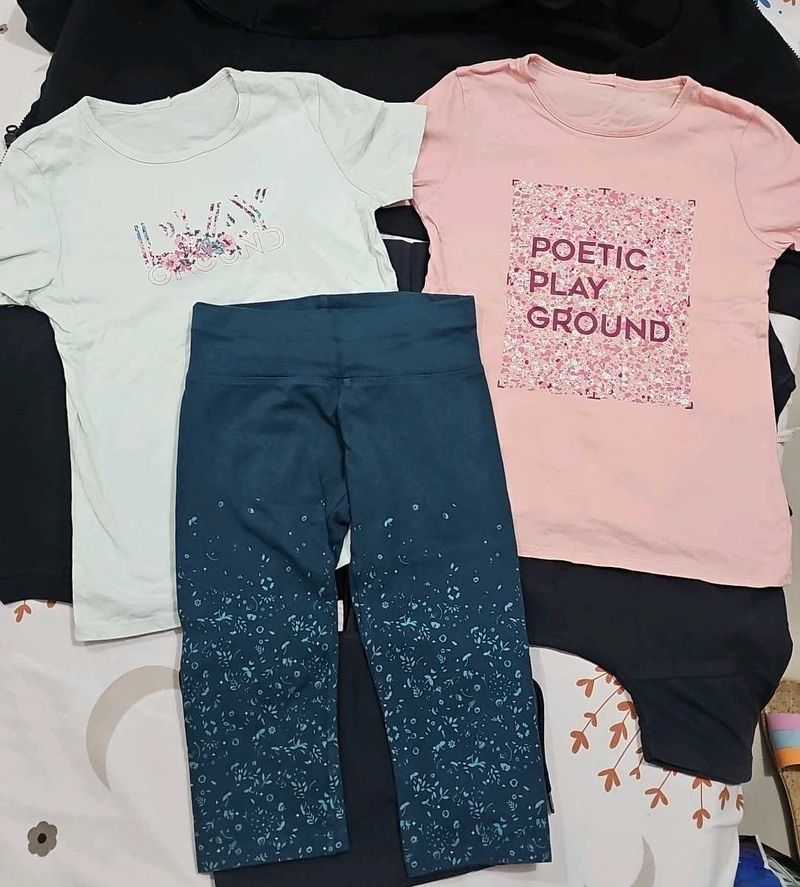 2 Girls T-shirt &amp; 3/4 Legging Set