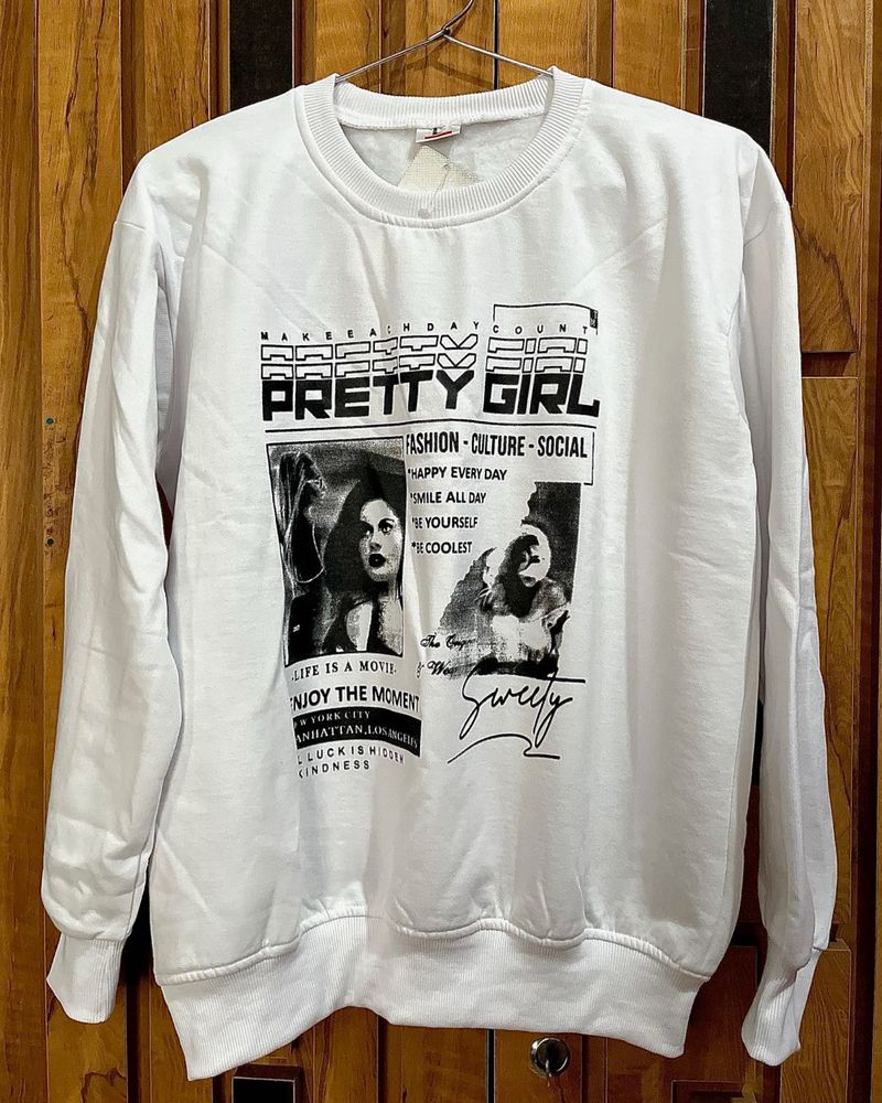 Pretty Girl Graphic White Sweatshirt