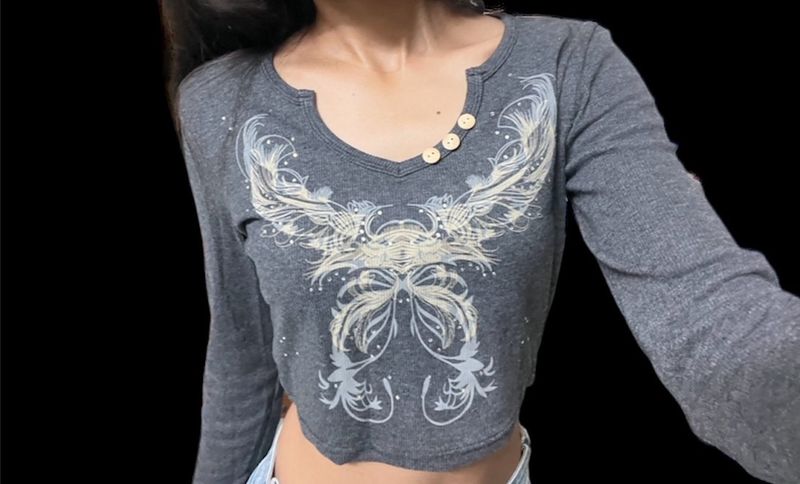 y2k vintage full sleeves top