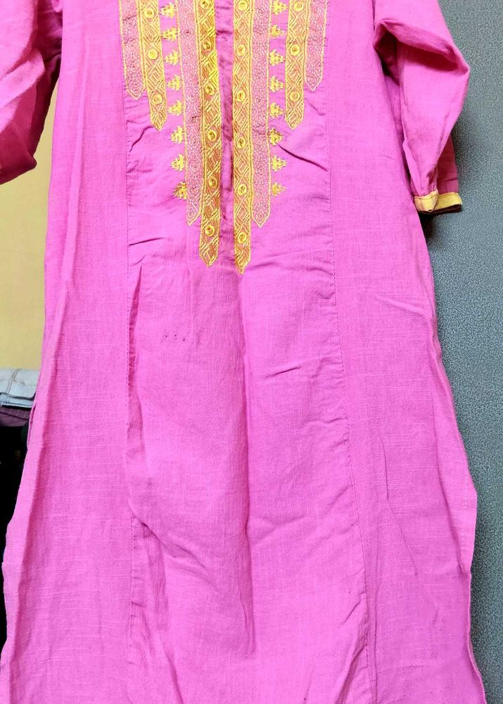Pink Embroidered Kurta