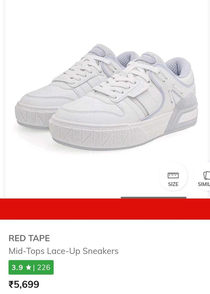 Red Tape White Mid-Top Sneakers